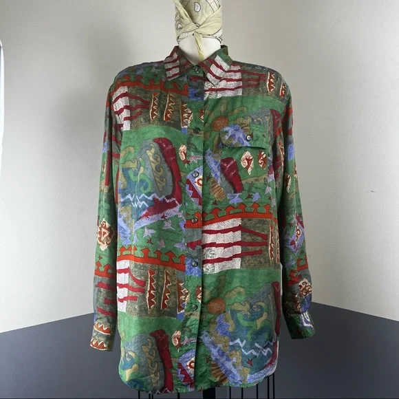 Vintage silk long sleeve shirt - Picture 5 of 5